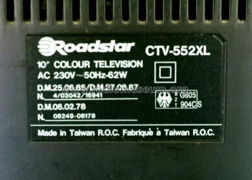 Color Television CTV-552XL; Roadstar; Japan (ID = 2005329) Television