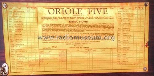 Oriole 5; Roberts Radio Co., (ID = 1980233) Radio