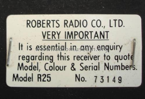 R25; Roberts Radio Co.Ltd (ID = 2641992) Radio