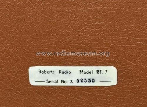 RT7; Roberts Radio Co.Ltd (ID = 1497889) Radio