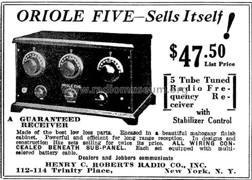 Oriole 5; Roberts Radio Co., (ID = 1950468) Radio