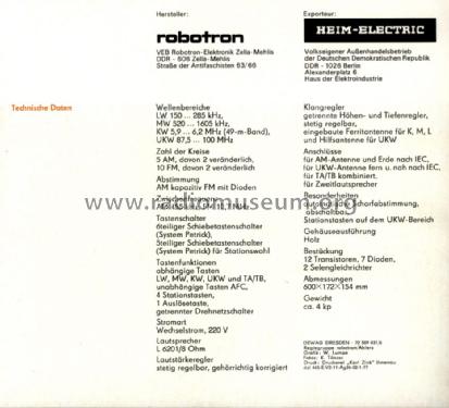 Prominent Automatik 2000; Robotron-Elektronik (ID = 1315067) Radio