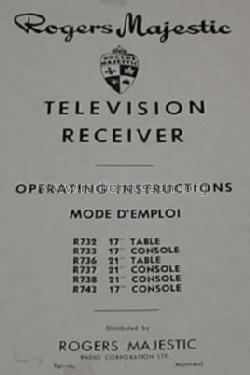 21' Table Television Receiver R736; Rogers-Majestic, (ID = 1811613) Televisión