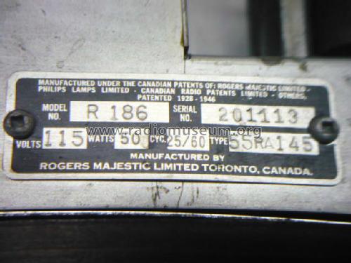 R186 ; Rogers-Majestic, (ID = 1681100) Radio