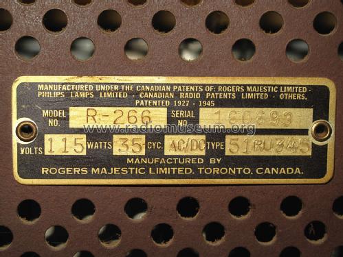 R266 ; Rogers-Majestic, (ID = 1416186) Radio