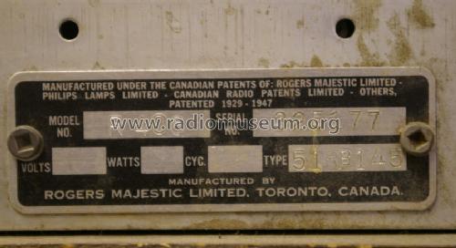 R-406 ; Rogers-Majestic, (ID = 1360082) Radio