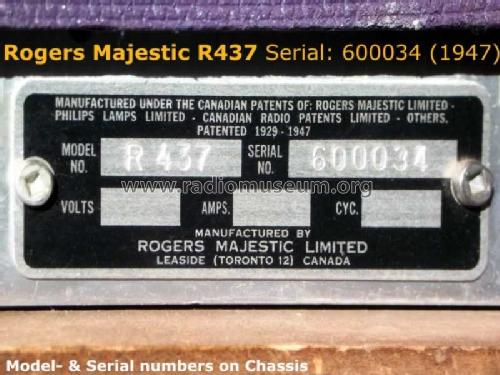 R-437 ; Rogers-Majestic, (ID = 800245) Radio