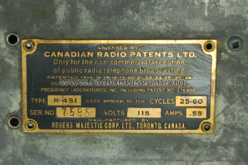 Rogers R451 ; Rogers-Majestic, (ID = 2498897) Radio