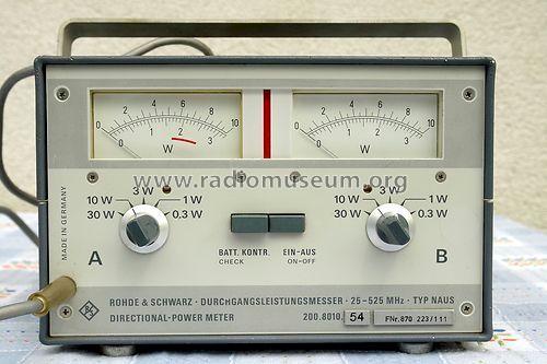 Durchgangs-Leistungsmesser NAUS 200.8010.54; Rohde & Schwarz, PTE (ID = 1521359) Equipment