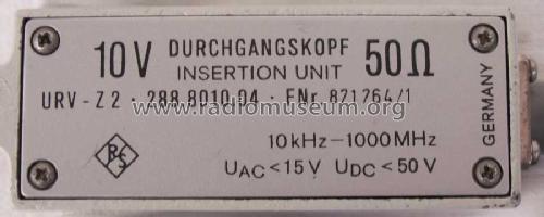 Durchgangsmesskopf URV Z2 288.8010.04; Rohde & Schwarz, PTE (ID = 1517304) Equipment