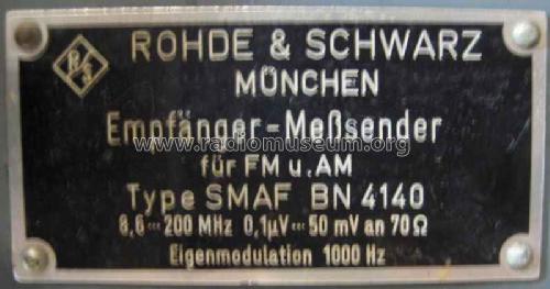 Empfänger-Meßsender SMAF ; Rohde & Schwarz, PTE (ID = 674552) Ausrüstung