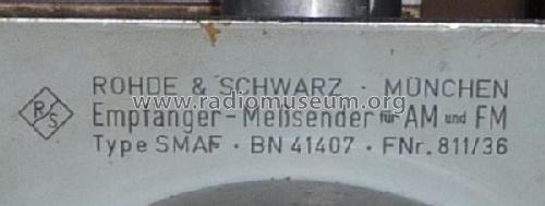 Empfänger-Messsender AM/FM SMAF-BN41407; Rohde & Schwarz, PTE (ID = 928970) Equipment