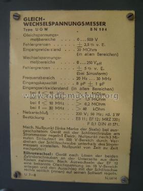 Gleich-Wechselspannungsmesser UGW ; Rohde & Schwarz, PTE (ID = 227623) Equipment