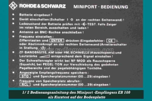 Miniport-Empfänger EB-100; Rohde & Schwarz, PTE (ID = 776786) Commercial Re