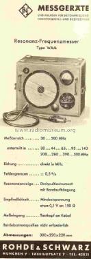 Resonanz-Frequenzmesser WAM BN 4312/2; Rohde & Schwarz, PTE (ID = 716712) Equipment