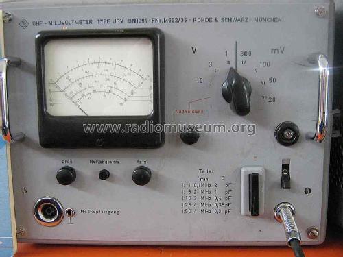 UHF-Millivoltmeter URV ; Rohde & Schwarz, PTE (ID = 449713) Equipment