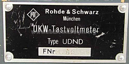 UKW-Tastvoltmeter UDND ; Rohde & Schwarz, PTE (ID = 438388) Equipment