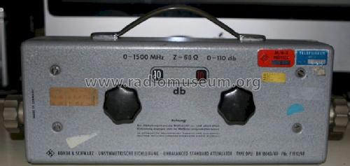 Unsymmetrische Eichleitung DPU 0-1500 MHz 60 Ohm BN 18043/60; Rohde & Schwarz, PTE (ID = 1143176) Equipment