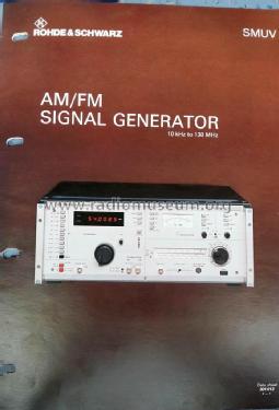 AM-FM Messender SMUV 301.0120.52 + SMUV 301.0120.55; Rohde & Schwarz, PTE (ID = 1836161) Equipment