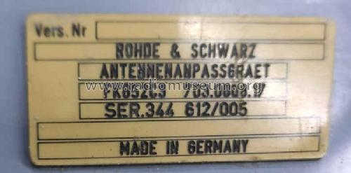 Antennenanpassgerät FK852C3 703.0008.17; Rohde & Schwarz, PTE (ID = 2620242) Antenna