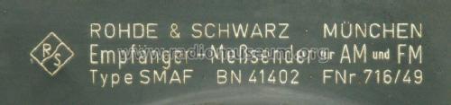 Empfänger-Messsender für AM/FM SMAF ; Rohde & Schwarz, PTE (ID = 1617628) Ausrüstung