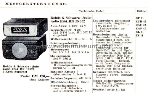 ESA50 ; Rohde & Schwarz, PTE (ID = 2393353) Car Radio