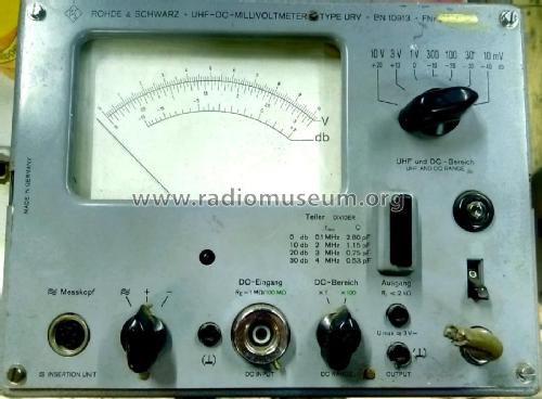 UHF-DC-Millivoltmeter URV ; Rohde & Schwarz, PTE (ID = 2688500) Equipment