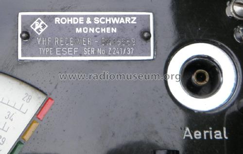 VHF-Empfänger ESEF; Rohde & Schwarz, PTE (ID = 1776622) Commercial Re