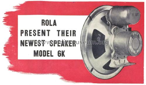Dynamic Reproducer 6K; Rola Company AUS Pty (ID = 2448760) Speaker-P