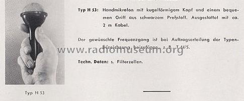 Kristall Handmikrofon / Filterzellen-Mikrofon H 53; Ronette (ID = 1747143) Microphone/PU