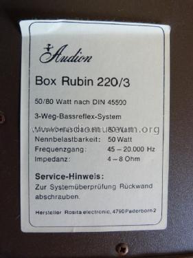Audion Box Rubin 220 /3; Rosita, Theo Schmitz (ID = 1789613) Speaker-P