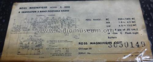 Magnifique S-800; Ross Electronics (ID = 2610755) Radio