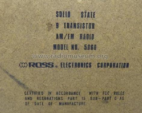 Solid State 9 Transistor AM/FM Radio 5060; Ross Electronics (ID = 1855145) Radio