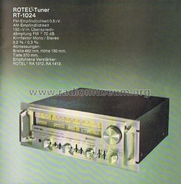 AM/FM Stereo Tuner RT-1024; Rotel, The, Co., Ltd (ID = 1849298) Radio