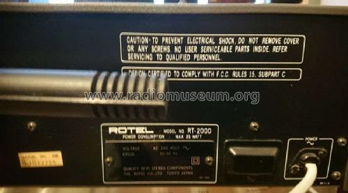 AM/FM Stereo Tuner RT-2000; Rotel, The, Co., Ltd (ID = 2510502) Radio