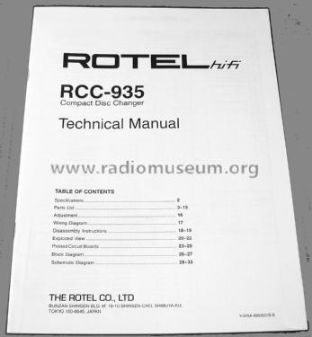 CD Multidisc Changer RCC-935; Rotel, The, Co., Ltd (ID = 1779368) R-Player