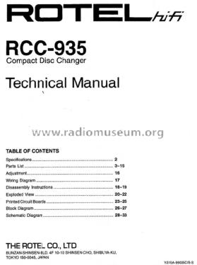 CD Multidisc Changer RCC-935; Rotel, The, Co., Ltd (ID = 1779370) R-Player