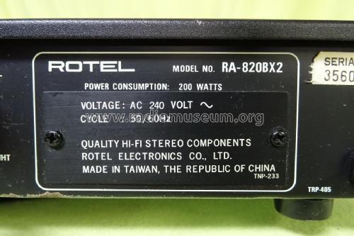 Integrated Stereo Amplifier RA-820BX2; Rotel, The, Co., Ltd (ID = 2611609) Ampl/Mixer