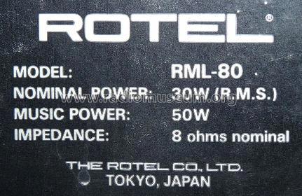 RML-80; Rotel, The, Co., Ltd (ID = 784262) Speaker-P