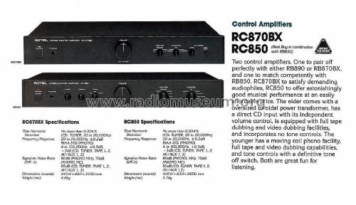 Stereo Control Amplifier RC-870BX; Rotel, The, Co., Ltd (ID = 2807735) Ampl/Mixer