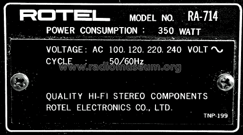 Stereo DC Integrated Amplifier RA-714; Rotel, The, Co., Ltd (ID = 1209461) Verst/Mix