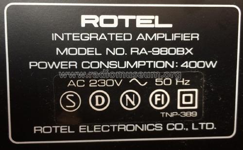 Stereo Integrated Amplifier RA-980BX; Rotel, The, Co., Ltd (ID = 2417579) Ampl/Mixer