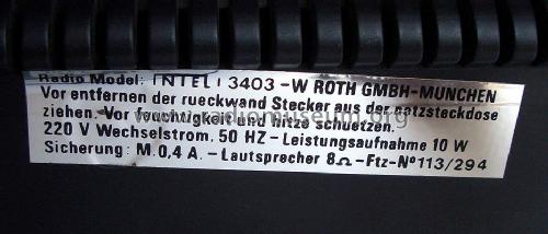Europhon Intel 3404; Roth, W., GmbH; (ID = 239150) Radio