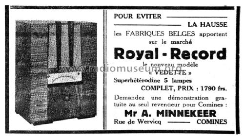 Vedette 936; Royal Record brand, (ID = 2023192) Radio