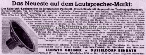 Lautsprecher unbekannt; Ruhrfunk Apparatebau (ID = 1726531) Speaker-P