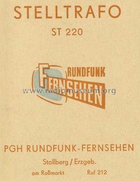 Stelltrafo ST220; Rundfunk Fernsehen, (ID = 1192171) Power-S