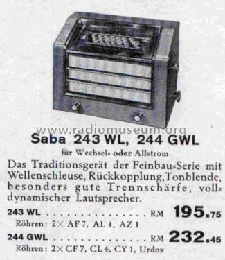 244GWL; SABA; Villingen (ID = 2817415) Radio