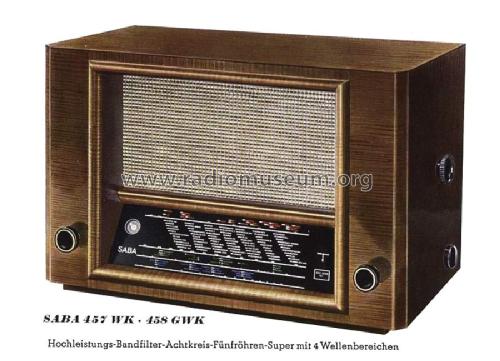 S-458GWK 458GWK; SABA; Villingen (ID = 493609) Radio