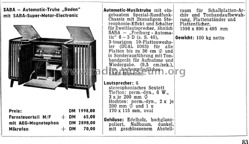 Baden Automatic 6-3D; SABA; Villingen (ID = 2904872) Radio