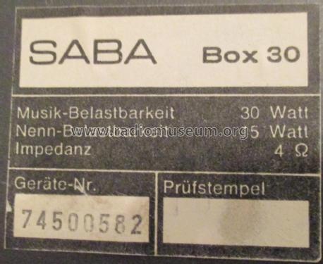 Box 30; SABA; Villingen (ID = 2376185) Speaker-P